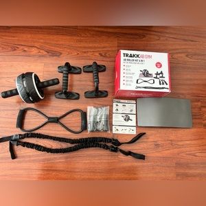 TRAKK 6 In 1 Ab Gym Set w/ Roller, Resistance Bands, Jump Rope, Grips (Open Box)